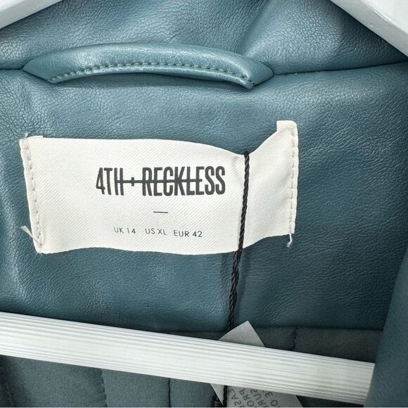 4th &‎ Reckless PU double breasted Victoria jacket in teal XL - Picture 8 of 10